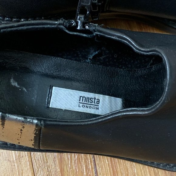 Miista Black Leather Block Heel Pointed Shoes - Picture 8 of 11